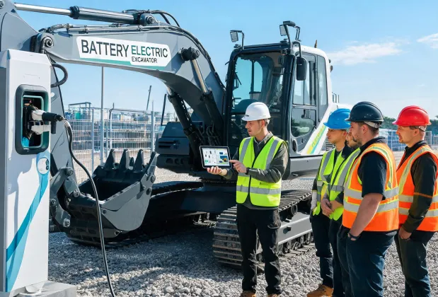 Operator training on electric excavator