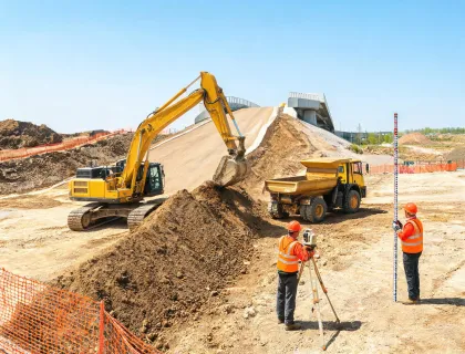 Bridge approach earthmoving site
